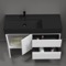 Modern Bathroom Vanity With Black Sink, Wall Mounted, 48